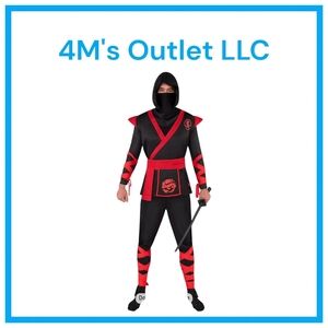 Stealth Ninja Costume for Men - Black and Red